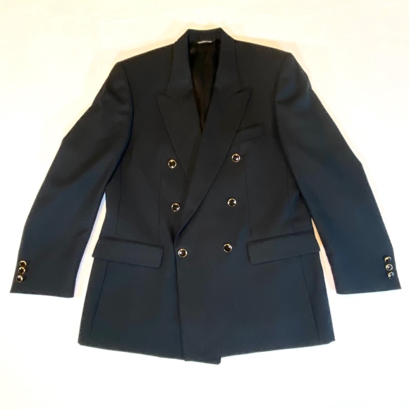 Savile Row Double Breasted Wool Blazer Black Gold Buttons Classic 40R-42R - Picture 4 of 12